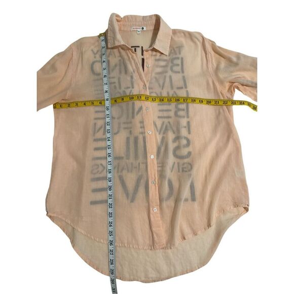 Sundry Women's Gauze Cotton Hi-low Oversized Button-up Graphic Shirt Peach Sz 1 - Picture 4 of 9